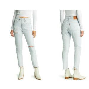 New Women's Levi's 501 Straight Leg Jeans distressed finish 32x28 Ankle Pants
